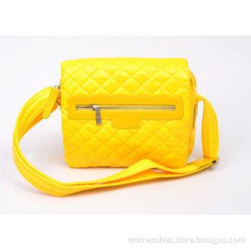 Waterproof Yellow Nylon Shoulder Bag with Leather Badge for